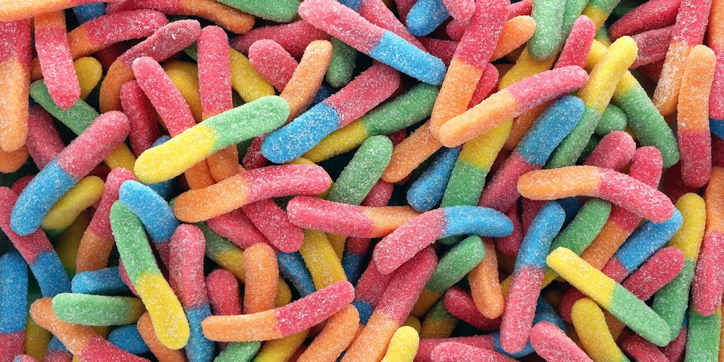 multicolored candy worms
